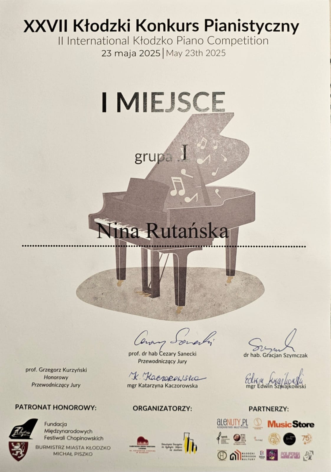 Dyplom z Kłodzka Nina 2025
